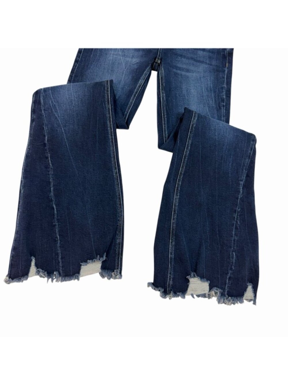 Kancan Signature Mid Rise Super Flare Jeans Size 26 Distressed Raw Hems VBK2079L - Picture 4 of 13